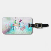 Bunte Eiscreme-Kegel-Macarons-Monogramm Gepäckanhänger (Vorderseite horizontal)