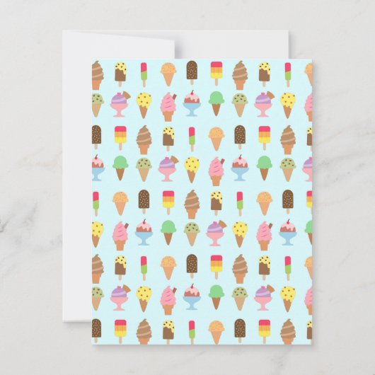 Bunte Eiscreme-Muster-Party Einladungen (Rückseite)