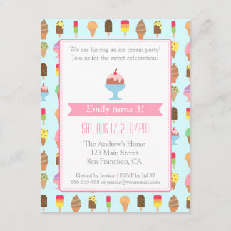 Bunte Eiscreme-Muster-Party Einladungen