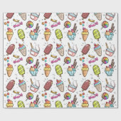 Bunte Eiscreme, Süßigkeit und Lutschbonbon-Muster Geschenkpapier (Flach)