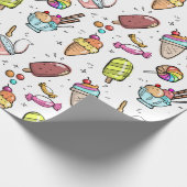 Bunte Eiscreme, Süßigkeit und Lutschbonbon-Muster Geschenkpapier (Ecke)