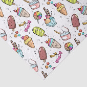 Bunte Eiscreme, Süßigkeit und Lutschbonbon-Muster Seidenpapier (Ausschnitt)