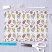 Bunte Eiscreme, Süßigkeit und Lutschbonbon-Muster Seidenpapier (Handwerk)
