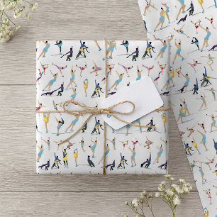 Bunte Eiskunstläufer in Bewegung Geschenkpapier