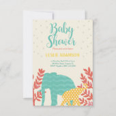 bunte Elefanten Babydusche Einladung (Vorderseite)