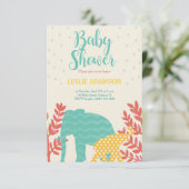 bunte Elefanten Babydusche Einladung (Stehend Vorderseite)