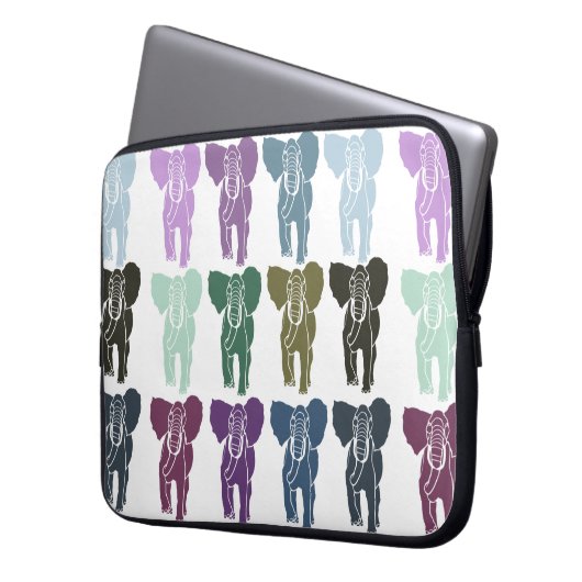 Bunte Elefanten Laptopschutzhülle (Vorderseite Links)