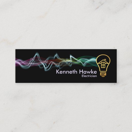 Bunte elektrische Gebührn-GoldZuhause-Birne Mini Visitenkarte (Vorderseite)
