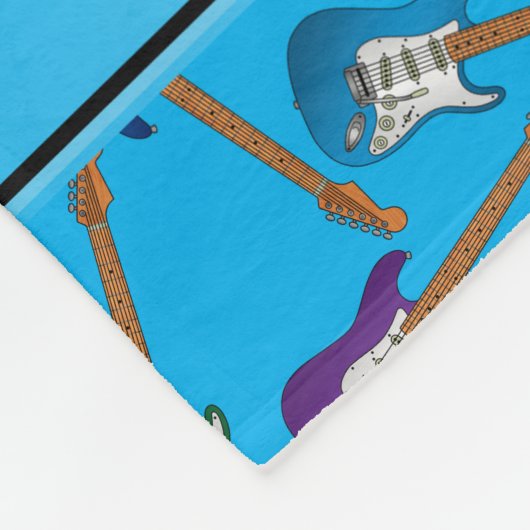 Bunte elektrische Gitarren des Namehimmelblaus Fleecedecke (Ecke)
