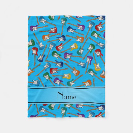 Bunte elektrische Gitarren des Namehimmelblaus Fleecedecke (Vorderseite)