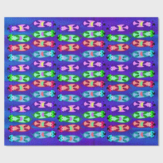 Bunte Elvis-Otter mit Herzen schwimmend Geschenkpapier (Flach)