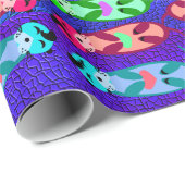 Bunte Elvis-Otter mit Herzen schwimmend Geschenkpapier (Rolleneckpunkt)