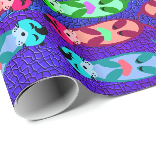 Bunte Elvis-Otter mit Herzen schwimmend Geschenkpapier (Rolleneckpunkt)