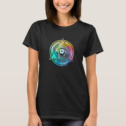 Bunte Emo Regenbogenpyramide Auge Alles Sehendes A T-Shirt (Vorderseite)