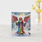 bunte EngelsWeihnachtskarte Karte (Gelbe Blume)