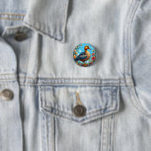 Bunte Ente zwischen lebendigen Blumen Button (Beispiel)