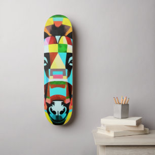 Bunte Esel-Geometrie-Kunst abstrakt Skateboard