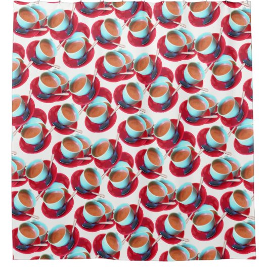 Bunte Espresso-Tasse und Untertassen-Fotografie Duschvorhang (Vorderseite)