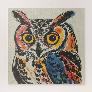 Bunte Eule Aquarell Puzzle