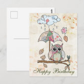 Bunte Eule im Regen Postkarte (Vorne/Hinten)