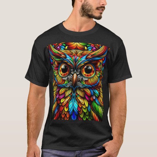 Bunte Eule T-Shirt (Vorderseite)