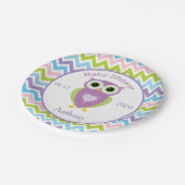 Bunte Eule, Zickzackmuster-Babyparty Platte Pappteller (Schrägansicht)