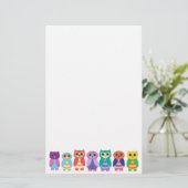 Bunte Eulen Briefpapier (Stehend Vorderseite)