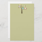 Bunte Eulen im hübschen Baum Briefpapier (Vorne/Hinten)
