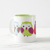 Bunte Eulen-Tasse Zweifarbige Tasse (Vorderseite Links)
