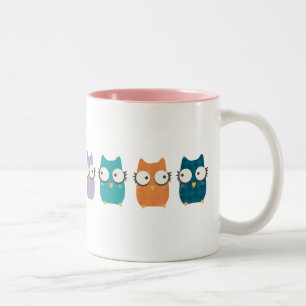 Bunte Eulen-Tasse Zweifarbige Tasse