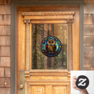 Bunte Eulen-Vogel-Faux-Buntglas-Kunst Fensteraufkleber