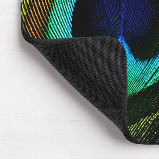 Bunte exotische Pfau-Feder-moderne Fotografie Mousepad (Ecke)
