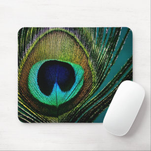 Bunte Exotische Pfauenfeder Moderne Fotografie Mousepad