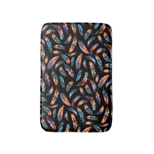 Bunte fallende Federkunst - Boho-Grafikdruck Badematte (Vorderseite Vertikal)