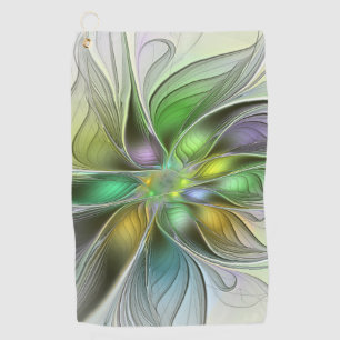 Bunte Fantasie-Blume Moderne Abstrakte Fraktale Golfhandtuch