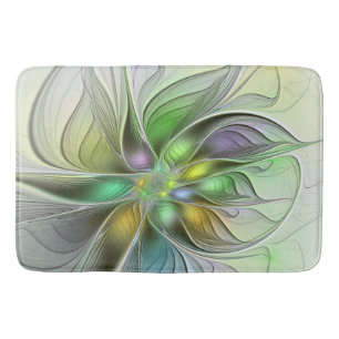 Bunte Fantasy-Blume Moderne Abstrakte Fraktal  Badematte