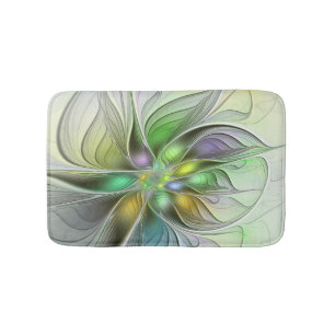 Bunte Fantasy-Blume Moderne Abstrakte Fraktal Badematte