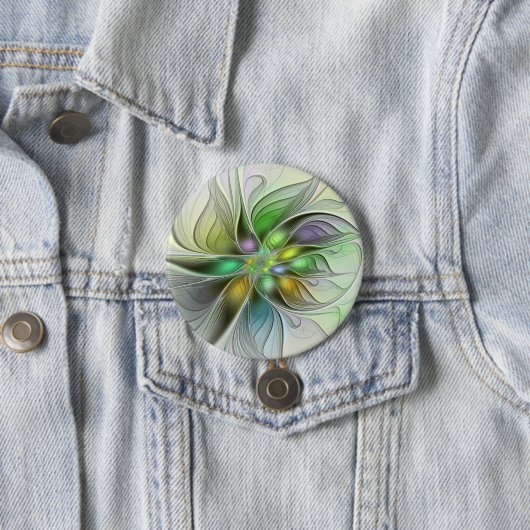 Bunte Fantasy-Blume Moderne Abstrakte Fraktal Button (Beispiel)