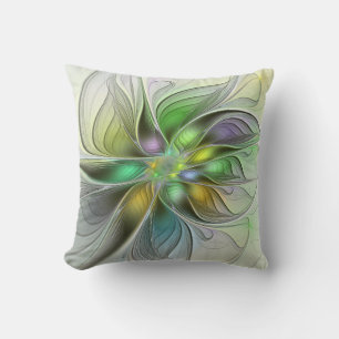 Bunte Fantasy-Blume Moderne Abstrakte Fraktal Kissen
