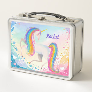 Bunte Fantasy-Einhorn-Metall-Lunchbox Metall Brotdose
