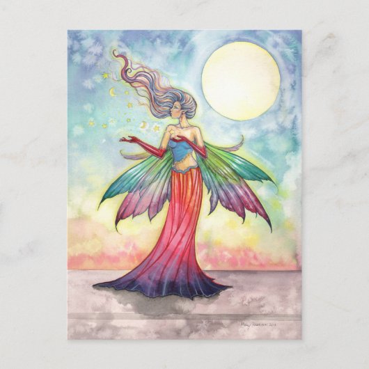 Bunte Fantasy-Fee Postkarte (Vorderseite)