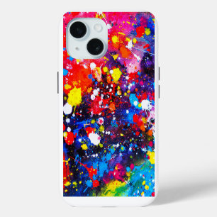 Bunte Farb-Splatter-Leinwandkunst iPhone 15 Hülle