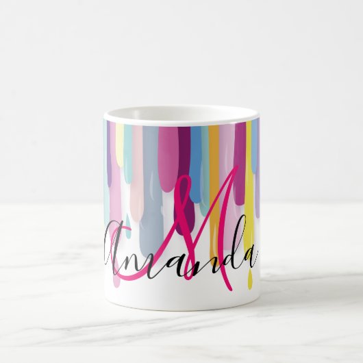 Bunte Farbe, die abstraktes Monogramm tropft Kaffeetasse (Mittel)