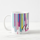 Bunte Farbe, die abstraktes Monogramm tropft Kaffeetasse (Links)