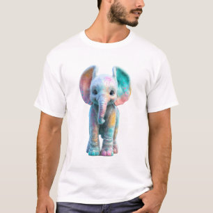 Bunte Farbklecks-Baby-Elefant-Männer T-Shirt