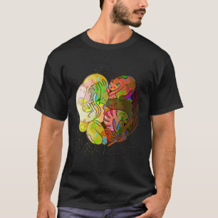 Bunte Farbklecks Katzen Herz Katze T-Shirt
