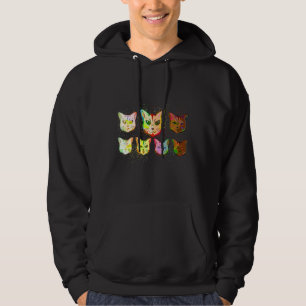 Bunte Farbspritzer Katzen Gesicht Katze Hoodie