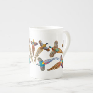 Bunte Fasan-Knochen-China-Tasse Porzellantasse