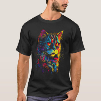 Bunte faule Katze für Katze  Frauen Mädchen Männer T-Shirt