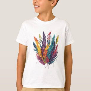 Bunte Federn Aquarell T-Shirt